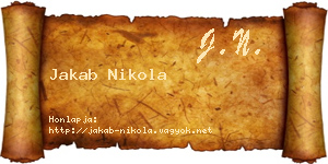 Jakab Nikola névjegykártya